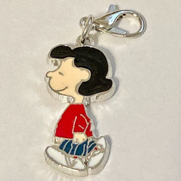 Peanuts Snoopy Lucy Van Pelt Clip On Charm Zipper Pull Purse Charm Signed Enamel - Picture 3 of 8